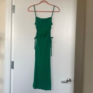 Green Zara ribbed midi dress size Small
